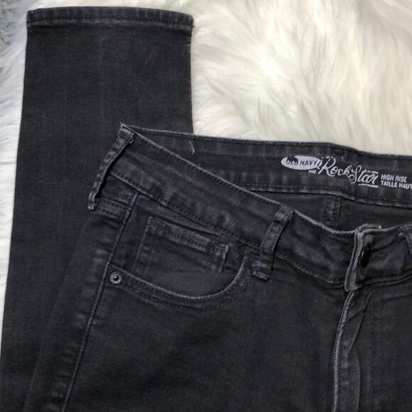 Old Navy Black Rock Star Hi Rise Boot Cut Jeans 8 - Picture 7 of 16